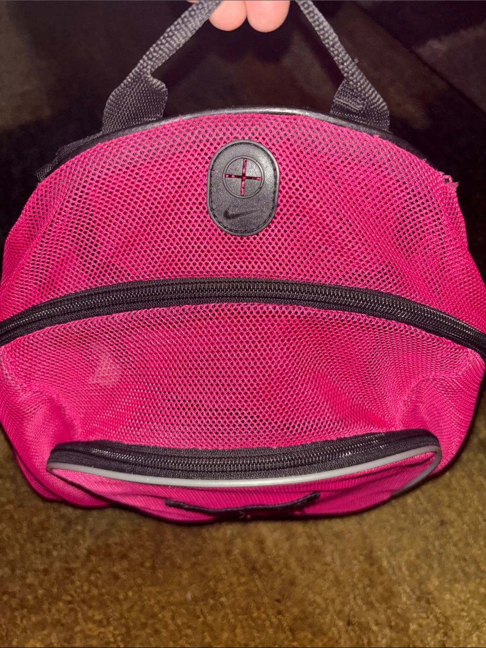 Nike Hot Pink Mesh Backpack with White Swoosh
